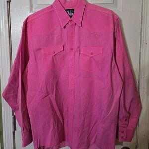 Wrangler Pink Long Sleeve Western Button-Down Shirt